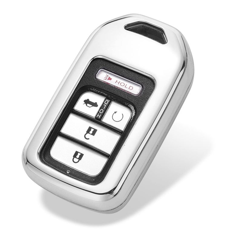 Royalfox(TM) upgrated 2 3 4 5 6 7 Buttons 3D Bling Diamond Crystals Smart Remote Key Fob case Cover for Honda Jade HR-V CR-V Accord Crider Vezel Civic ,not for Honda 2022+ New Key(Silver) - Image 4