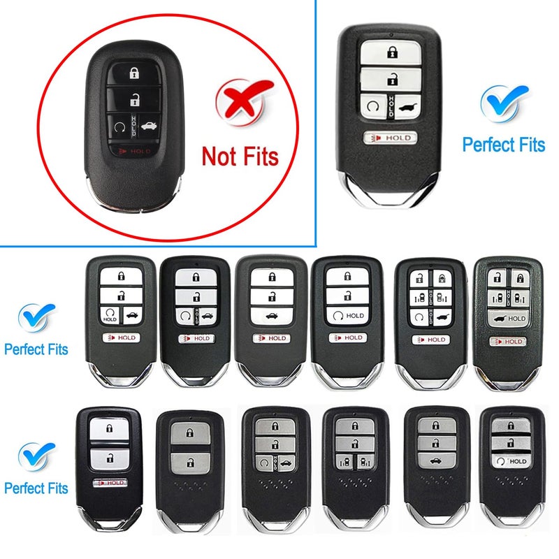 Royalfox(TM) upgrated 2 3 4 5 6 7 Buttons 3D Bling Diamond Crystals Smart Remote Key Fob case Cover for Honda Jade HR-V CR-V Accord Crider Vezel Civic ,not for Honda 2022+ New Key(Silver) - Image 2