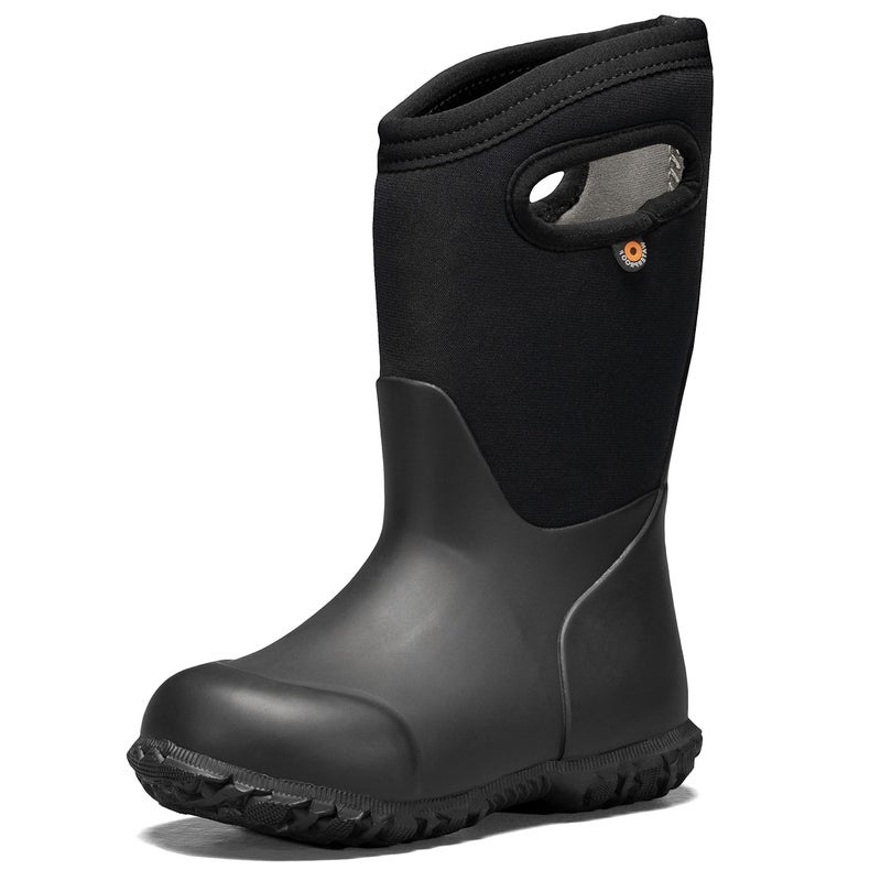 BOGS Unisex Child York Boys And Girls Waterproof Insulated Rubber Neoprene Winter Rain Boot Solid Black 4 Big Kid US
