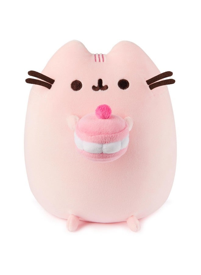GUND Pusheen Cherry Macaron Squisheen Plush, Squishy Toy, Collectible Dessert Food Toy, Cat Stuffed Animal for Ages 8 and Up, Pink, 9.5” - Image 1