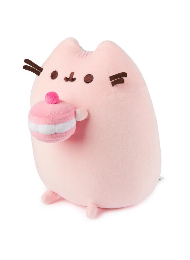 GUND Pusheen Cherry Macaron Squisheen Plush, Squishy Toy, Collectible Dessert Food Toy, Cat Stuffed Animal for Ages 8 and Up, Pink, 9.5” - Image 4