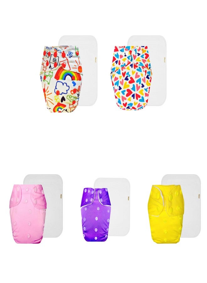 Dumbledo Premium Cloth Diaper with Cotton Insert (Pack of 5) | Dry Feel and Comfortable | Leakproof | Easy to Clean | Worry-Free Diapering | 3 Months - 3 Years | Unisex Baby - Image 1