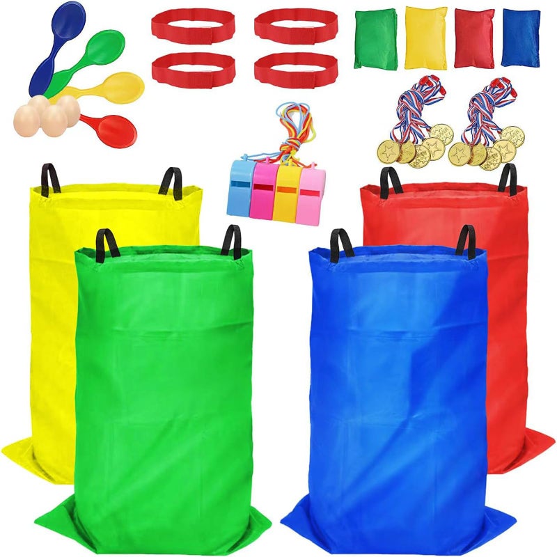 Websonaw 32 Pcs Outdoor Games Potato Sack Race Bags for Kids Adults Bean Bag Toss Game 3 Legged Race Bands Egg Spoon Relay Race Game Carnival Outside Yard Lawn Games for Easter Christmas Birthday Party - Image 2