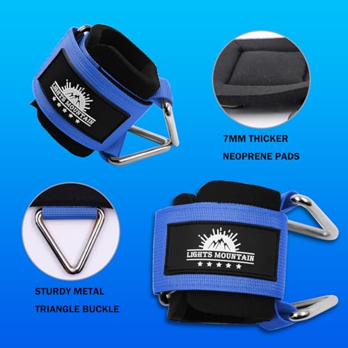 Lights Mountain 1 Pair Adjustable Wrist Cuffs Neoprene Padded Straps for Cable Machines Strength Training Equipment - Image 3