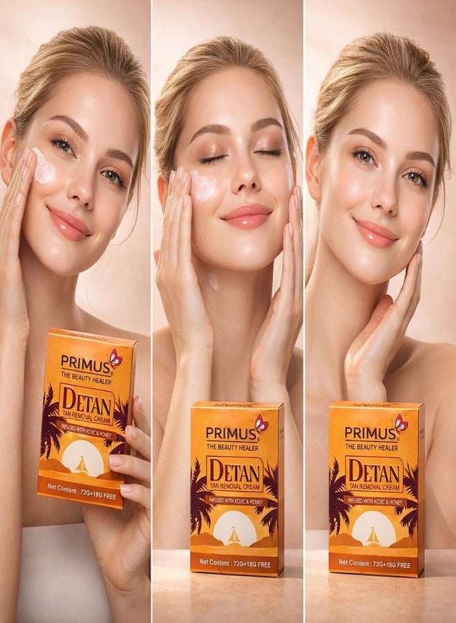 Primus De-tan Tan Removal Cream Pack of 6| Tan Removal De-Tan Cream - Pigmentation Care for All Skin Types - Radiant Complexion | UV Damage Recovery Formula - Brightens & Evens Skin Tone - Image 4