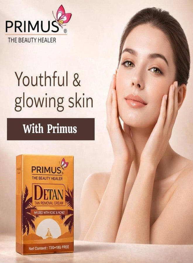 Primus De-tan Tan Removal Cream Pack of 6| Tan Removal De-Tan Cream - Pigmentation Care for All Skin Types - Radiant Complexion | UV Damage Recovery Formula - Brightens & Evens Skin Tone - Image 2