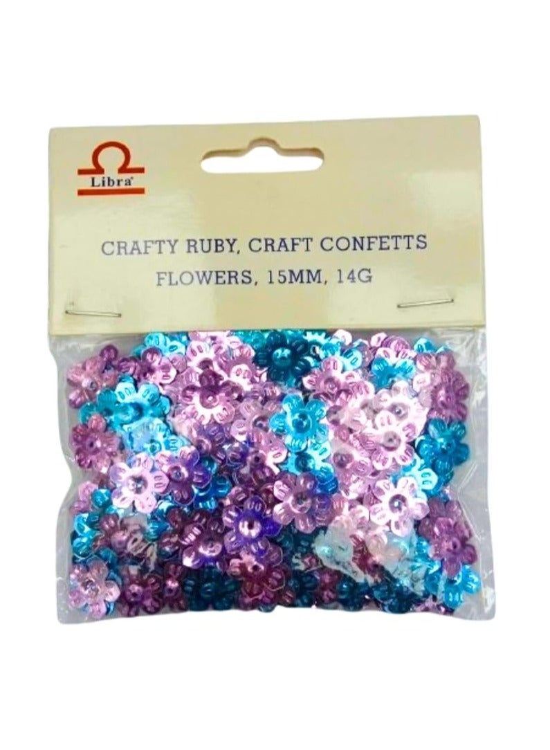 Libra CRAFTS RUBBY CRAFT CONFETTS FLOWERS 15MM 14 GRAM - Image 1