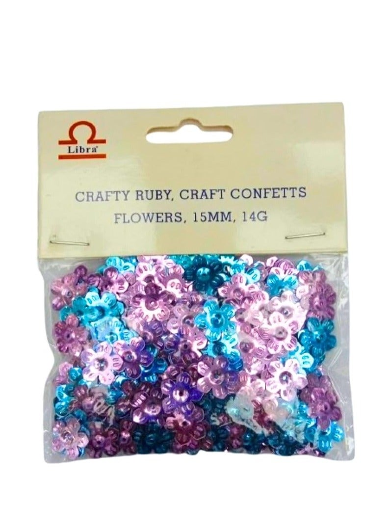 Libra CRAFTS RUBBY CRAFT CONFETTS FLOWERS 15MM 14 GRAM - Image 2