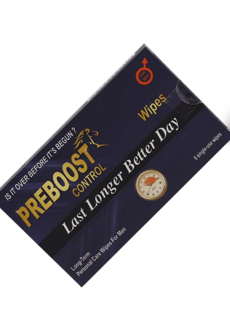 Preboost Control Wipes for Men - 6 Wipes