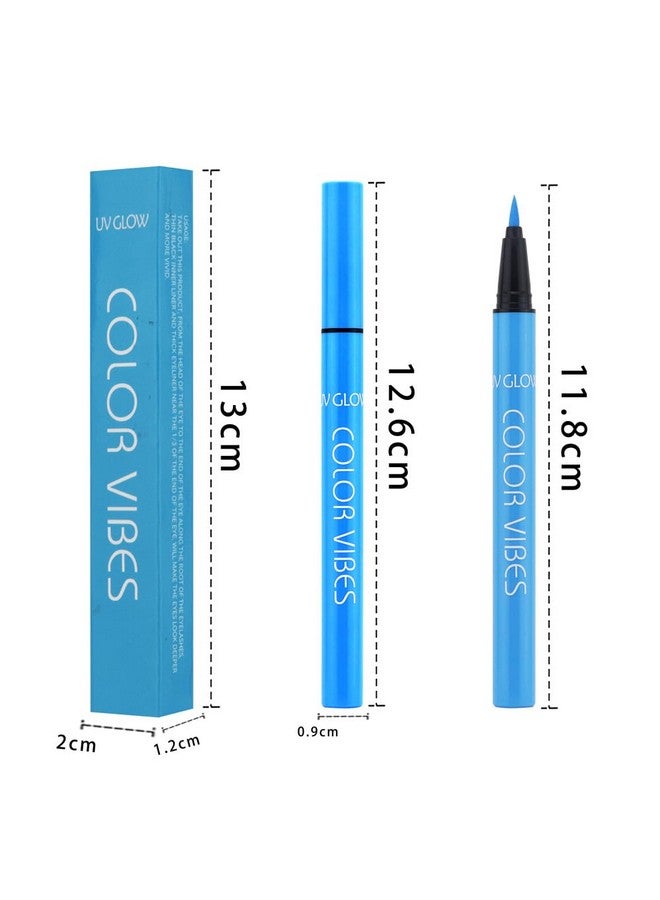 Wismee Uv Glow Neon Liquid Eyeliner Matte Colored Eyeliners Pen Rainbow Colorful Neon Eyeliner Pencil Pigmented Waterproof Smudgeproof Long Lasting Eye Liner For Halloween Christmas Makeup (Blue) - Image 5