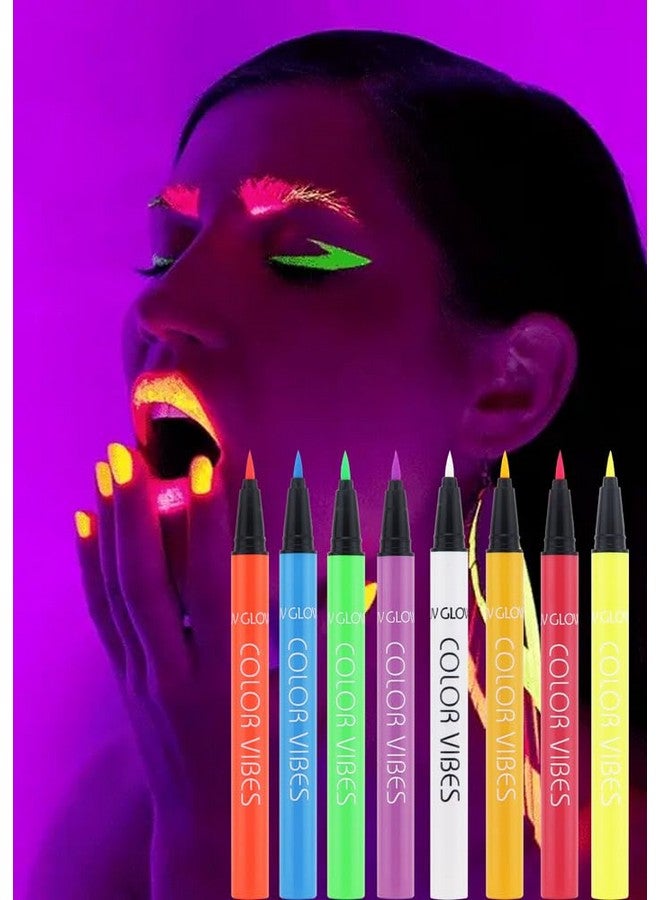 Wismee Uv Glow Neon Liquid Eyeliner Matte Colored Eyeliners Pen Rainbow Colorful Neon Eyeliner Pencil Pigmented Waterproof Smudgeproof Long Lasting Eye Liner For Halloween Christmas Makeup (Blue) - Image 4