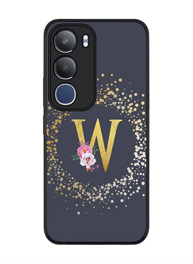 Stylizedd For vivo Y19s / Y19s Pro Case,Slim fit Camera Protection, Shockproof Thin Phone cover  - Custom Monogram Floral - W  (Grey )