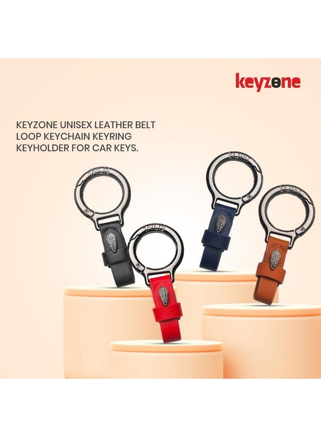 keyzone Unisex Leather Belt Loop Keychain Keyholder for Car Keys (Black) - Image 2