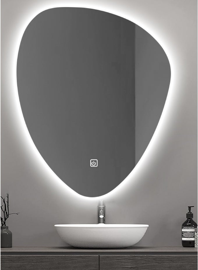 CREATIVE WATER DROP SHAPE LED BATHROOM MIRROR WITH LIGHT, WALL MOUNTED, 3-COLOR STEPLESS DIMMING, TOUCH SWITCH