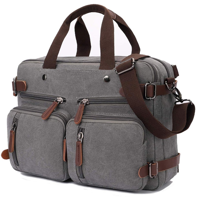 CROCOD 3 in 1 Convertible Laptop Backpack, 17.3 inch Messenger Bag for Men, Multi-Functional Travel Laptop Bag for College Men Women (17.3 Inch, Grey) - Image 1