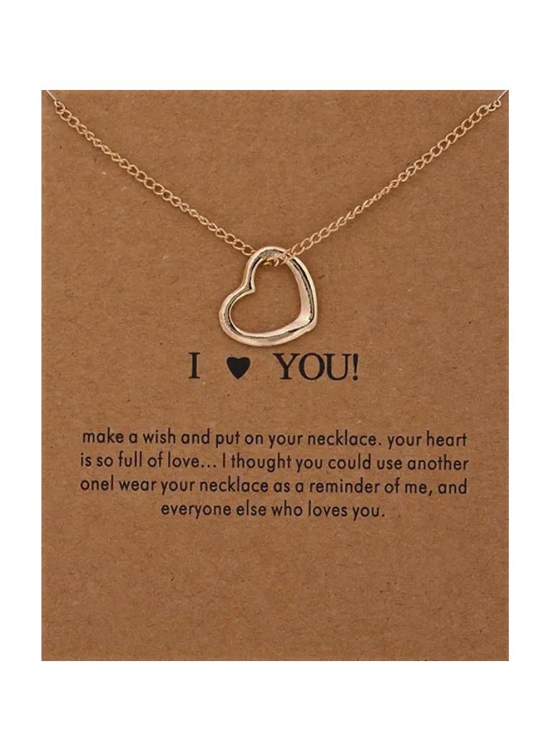 Womens Gold Necklace With Heart Pendant - Image 1