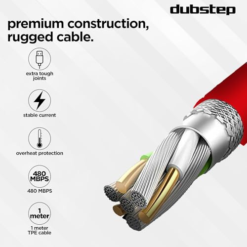Dubstep Blaze Ultra 50W USB Type C Cable 3.5 A 1 m Supports All Fast Charging Technologies (Compatible with Mobile, Tablet, Laptop, Speakers, Red, One Cable) - Image 5
