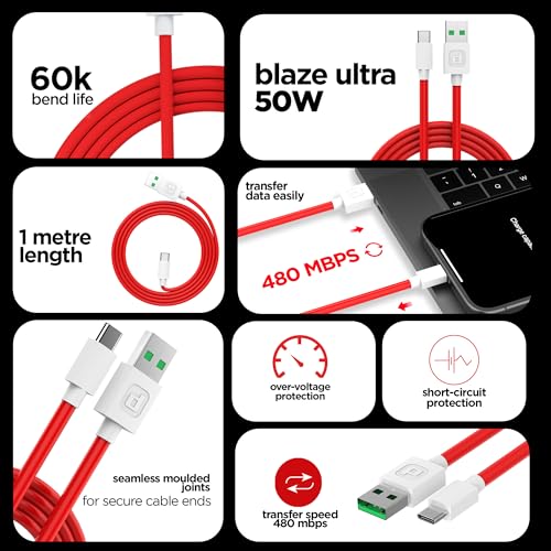 Dubstep Blaze Ultra 50W USB Type C Cable 3.5 A 1 m Supports All Fast Charging Technologies (Compatible with Mobile, Tablet, Laptop, Speakers, Red, One Cable) - Image 3