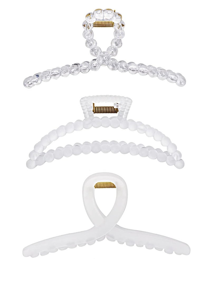 Excefore Hair Claw Clips, Large Hair Clips Women Girls, Nonslip Matte Clear Hair Clips, Strong Hold Jaw Hair Clamps, Hairpins Fashion Hair Accessories for Women Thin Fine Thick Hair (3 Pack) - Image 1