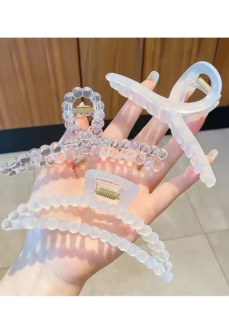 Excefore Hair Claw Clips, Large Hair Clips Women Girls, Nonslip Matte Clear Hair Clips, Strong Hold Jaw Hair Clamps, Hairpins Fashion Hair Accessories for Women Thin Fine Thick Hair (3 Pack) - Image 2