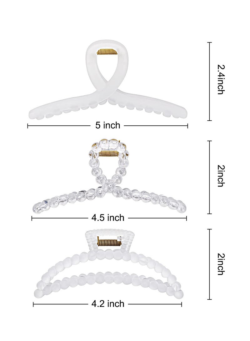 Excefore Hair Claw Clips, Large Hair Clips Women Girls, Nonslip Matte Clear Hair Clips, Strong Hold Jaw Hair Clamps, Hairpins Fashion Hair Accessories for Women Thin Fine Thick Hair (3 Pack) - Image 3