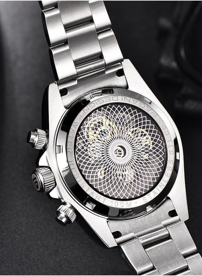 PAGANI DESIGN Men's Automatic Watches Stainless Steel Mechanical Frame, Black Bezel, Stainless Steel Strap Fashion Business Watches PD1777  - Image 3