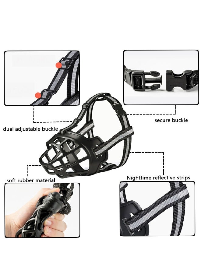 GUSGU Humane Dog Basket Muzzle Humane Cage Mouth Cover Soft Cage Muzzle Soft Silicone Basket Muzzle  Breathable Basket Muzzles Drinkable Adjustable  Silicone Basket Muzzle  Sturdy Lightweight Muzzle Dog Muzzle Dog Mouth Cover Anti Biting Chewing ﻿(XXL） - Image 2