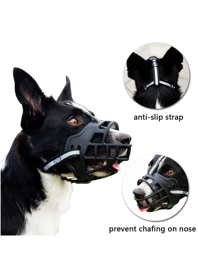 GUSGU Humane Dog Basket Muzzle Humane Cage Mouth Cover Soft Cage Muzzle Soft Silicone Basket Muzzle  Breathable Basket Muzzles Drinkable Adjustable  Silicone Basket Muzzle  Sturdy Lightweight Muzzle Dog Muzzle Dog Mouth Cover Anti Biting Chewing ﻿(XXL） - Image 4