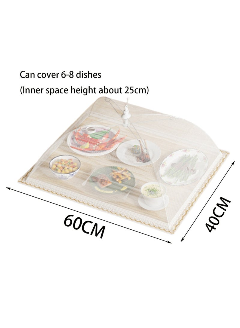 60*40cm Rectangular White Food Cover, Mesh Screen Food Cover Tent Umbrella, Reusable And Foldable Outdoor Picnic Food Cover Net, Mesh Food Cover Can Prevent Flies, Bugs, Mosquitoes - Image 2