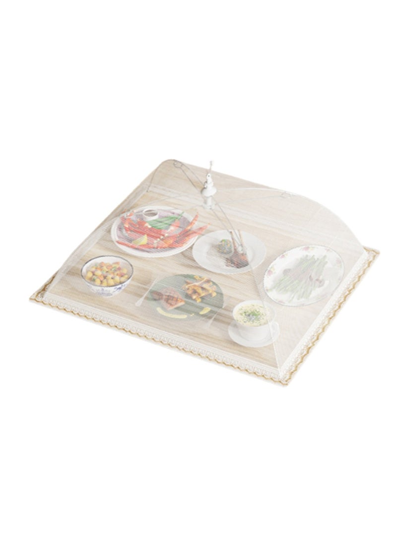 60*40cm Rectangular White Food Cover, Mesh Screen Food Cover Tent Umbrella, Reusable And Foldable Outdoor Picnic Food Cover Net, Mesh Food Cover Can Prevent Flies, Bugs, Mosquitoes - Image 1