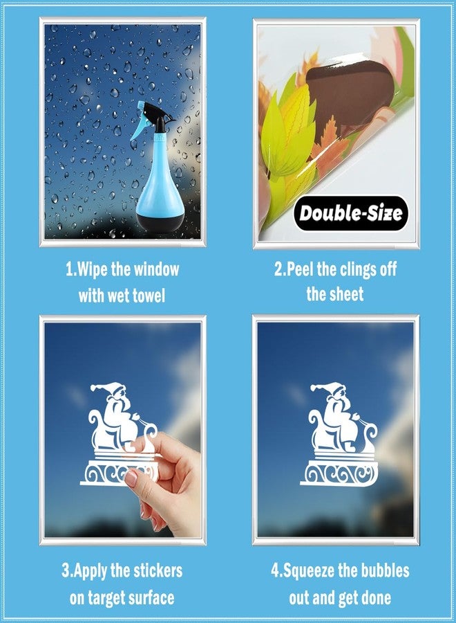 Dream Loom Christmas Window Stickers, 9 Sheets Double-Sided White House Snowflakes Reindeer Xmas Window Clings Decals, for Christmas Holiday Party Decoration - Image 5