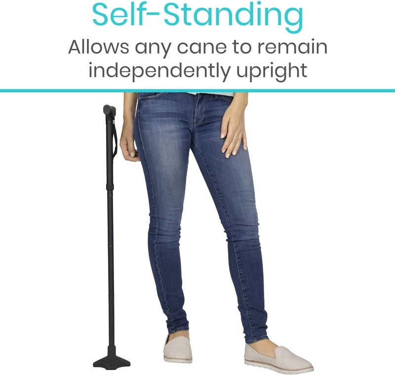 Vive Self Standing Walking Cane Tip 34 Inch Heavy Duty Replacement Quad  Rubber Cane Foot Base All Terrain for Walking Sticks Folding  Medical Canes  Stabilizing Cane Tip for Men Women Black - Image 2