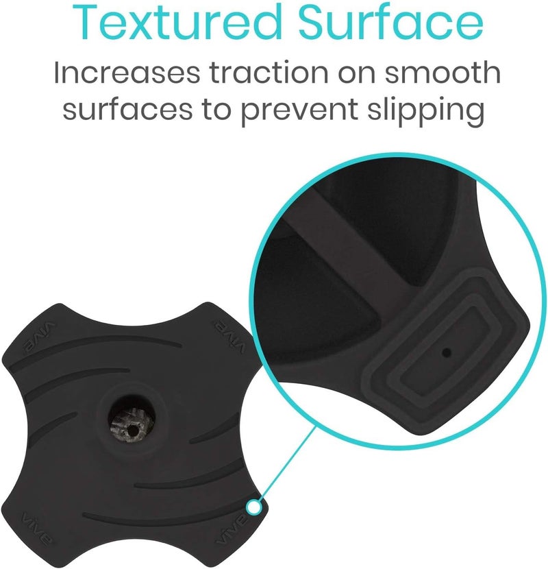 Vive Self Standing Walking Cane Tip 34 Inch Heavy Duty Replacement Quad  Rubber Cane Foot Base All Terrain for Walking Sticks Folding  Medical Canes  Stabilizing Cane Tip for Men Women Black - Image 5