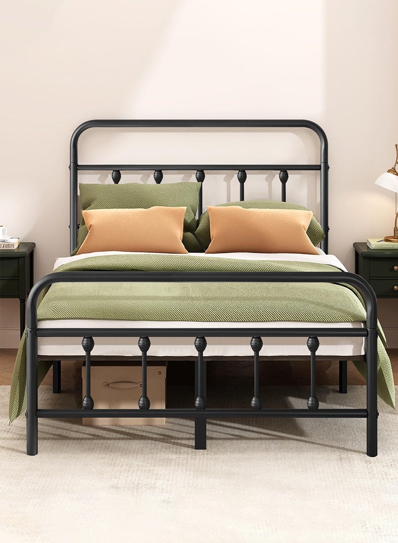 كوكرش سرير معدني مفرد من Cokrsh مع مسند ظهر وإطار سرير/لوح رأس ولوح قدم من الحديد المطاوع على الطراز القديم/مساحة تخزين أسفل السرير/لا حاجة إلى صندوق نوابض/خالٍ من الضوضاء/سهل التجميع/لون أسود - Image 3