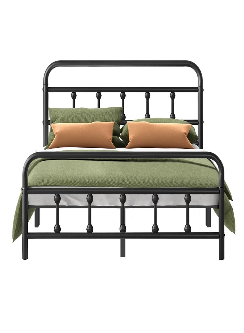 كوكرش سرير معدني مفرد من Cokrsh مع مسند ظهر وإطار سرير/لوح رأس ولوح قدم من الحديد المطاوع على الطراز القديم/مساحة تخزين أسفل السرير/لا حاجة إلى صندوق نوابض/خالٍ من الضوضاء/سهل التجميع/لون أسود - Image 5