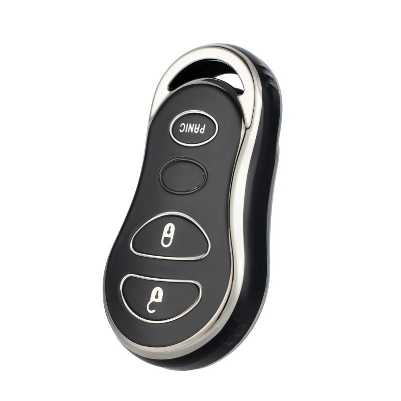 CHATYYD Key fob Cover for Dodge Durango Grand Caravan Dakota19992003Dodge Ram Truck 1500 2500 3500 20022005 Chrysler Town Country Voyager 19992003 AccessoriesSilver Edged Black - Image 3
