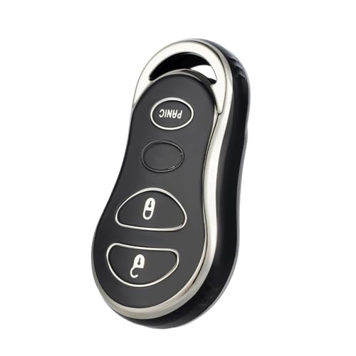CHATYYD Key fob Cover for Dodge Durango Grand Caravan Dakota19992003Dodge Ram Truck 1500 2500 3500 20022005 Chrysler Town Country Voyager 19992003 AccessoriesSilver Edged Black - Image 1