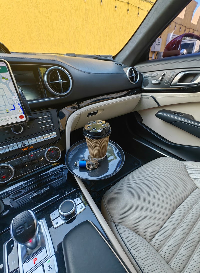 العييجة صينية طعام قابلة للطي للسيارة، قطعة واحدة، قابلة للتعديل، دوران 360°، مريحة لتناول الطعام والعمل والاسترخاء - Image 5