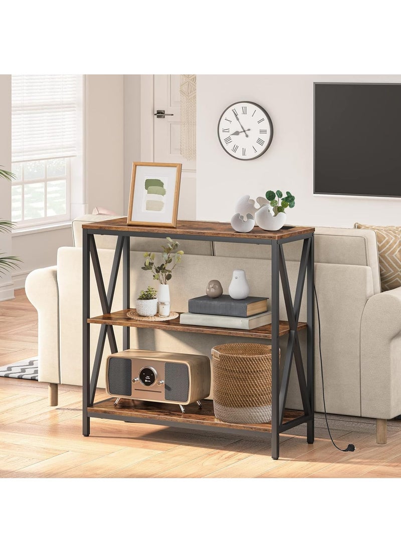 Chulovs - Console Table with Power Outlet Adjustable Sofa Table with Storage Shelf and Entryway Table for Couch Hallway Entrance Living Room - Image 1