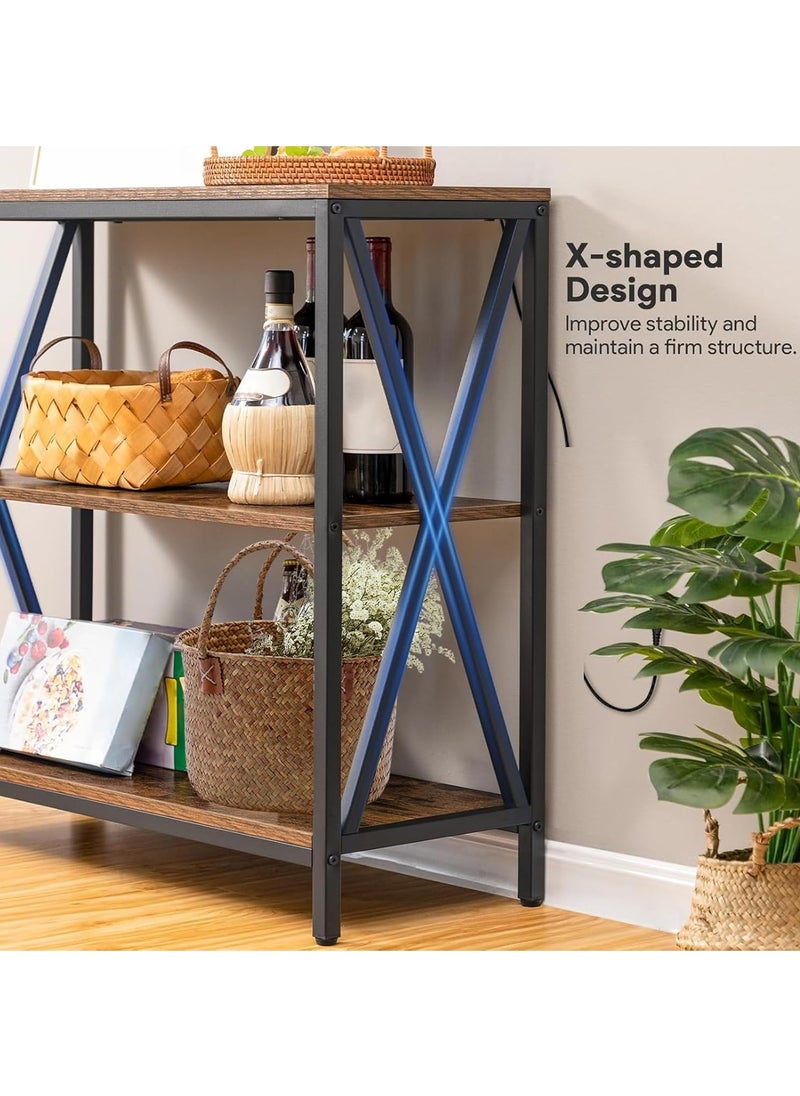 Chulovs - Console Table with Power Outlet Adjustable Sofa Table with Storage Shelf and Entryway Table for Couch Hallway Entrance Living Room - Image 1