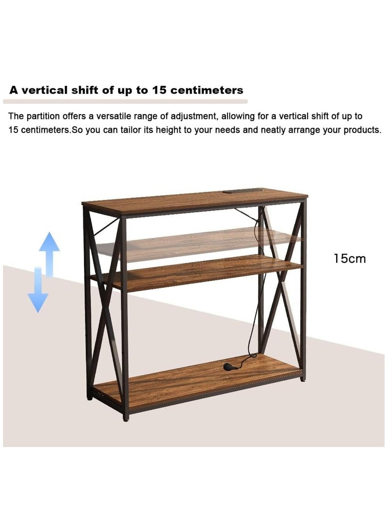 Chulovs - Console Table with Power Outlet Adjustable Sofa Table with Storage Shelf and Entryway Table for Couch Hallway Entrance Living Room - Image 1