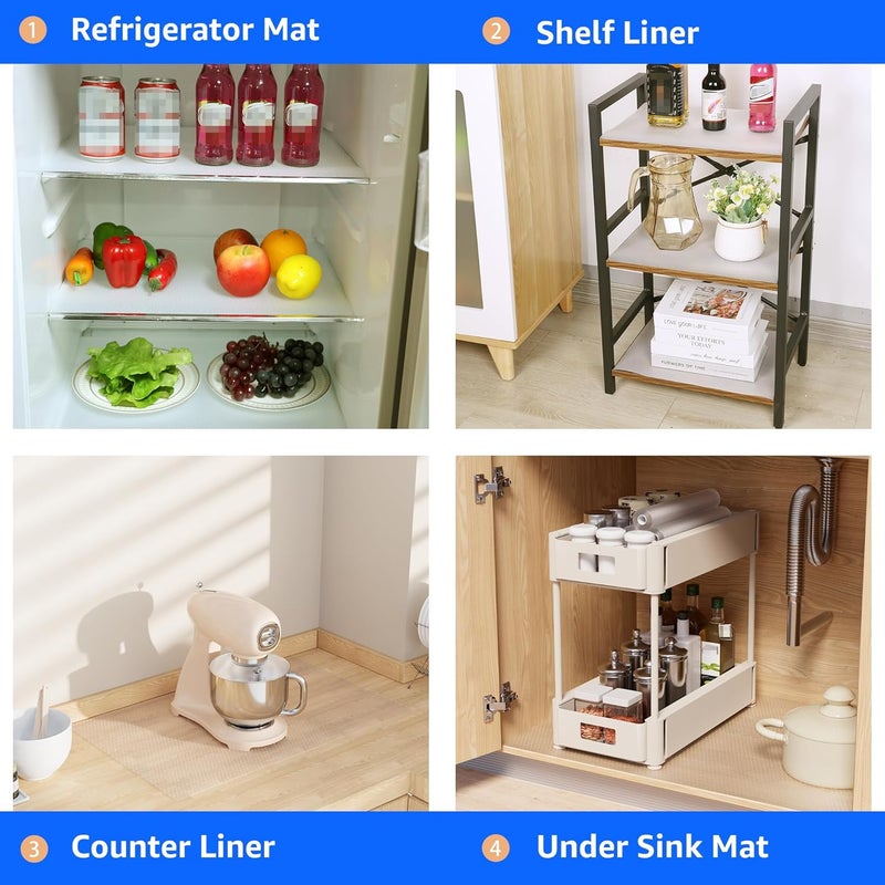PaBUSIOr Clear Cabinet Shelf Liner: 14.4" x 96 Inch Translucent Kitchen Drawer Mat - EVA Waterproof Easy to Cut Refrigerator Liner - Image 4