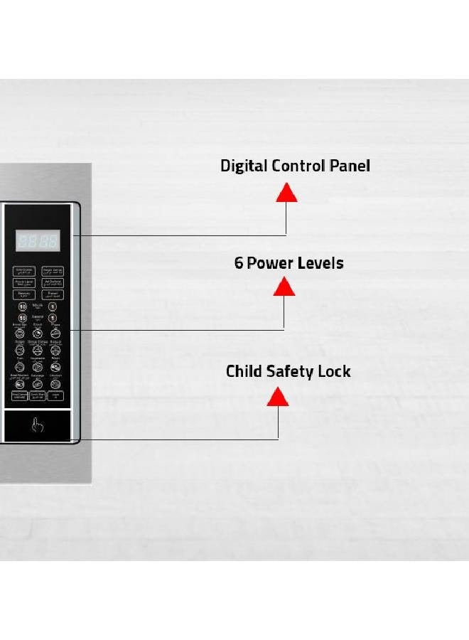 Arrow Built-In Microwave - 30 Liters - 900 Watts - 6 Levels - Electronic Control Panel - Silver - RO-30MGSB - Image 4