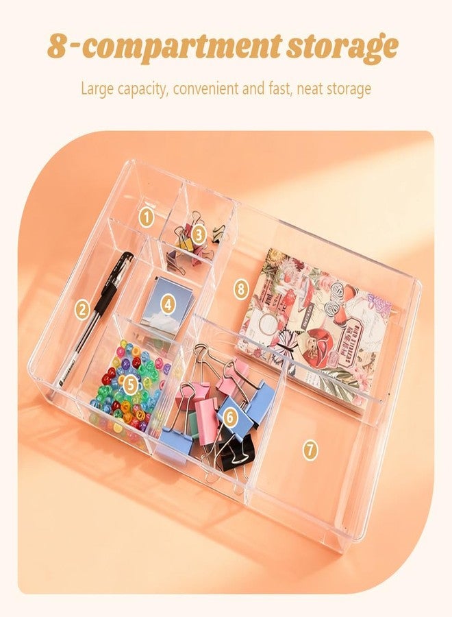 WeiLingBo Acrylic Drawer Organizer, 8-Section Clear Acrylic Drawer Divider Tray Makeup Tray Organizer for Office Bedroom Drawers - Image 4