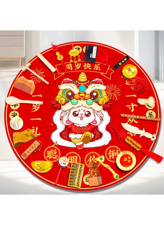 XC Grab Weekly Supplies Suit Little Boy Girl Baby One Year Old Birthday Gift Modern Lottery Props Chinese Layout-Colour:[rabbit Is Good At Taking Photos] A Bright Future Thick Blanket 30-piece Set Including Wine Sealing Stickers  - Image 3