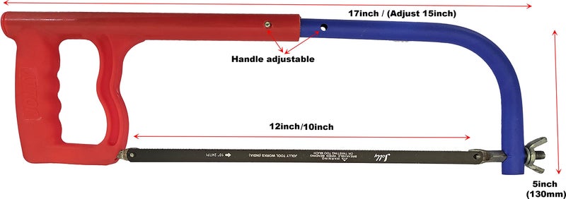 DUMDAAR 12inch Hack saw frame adjustable length with 5pc extra blades - Image 2