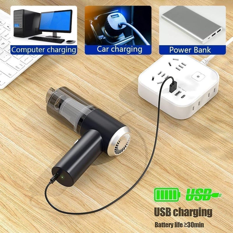 Eloxee 3-in-1 Portable Handheld Vacuum – Cordless Car Vacuum with USB Charging, Washable HEPA Filter & Tools – Powerful Suction (Black 3 in 1 Car Vacuum) - Image 5