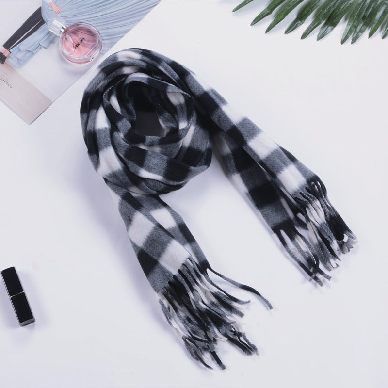 Children'S Double-Sided Plaid Scarf Men'S Adult Scarf Hanging Beard Annual Gift Red Scarf - Image 4