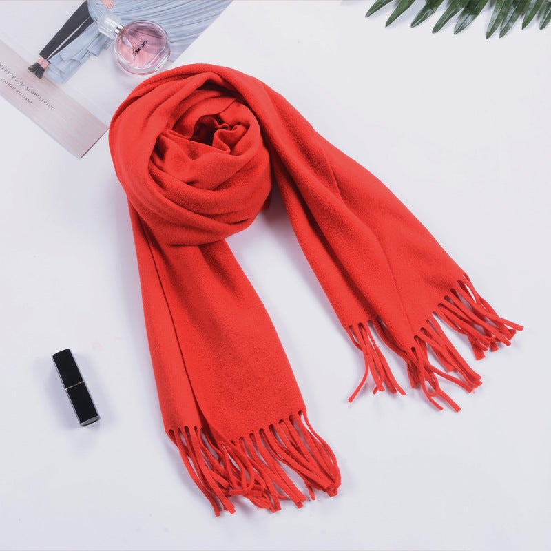 Children'S Double-Sided Plaid Scarf Men'S Adult Scarf Hanging Beard Annual Gift Red Scarf - Image 3