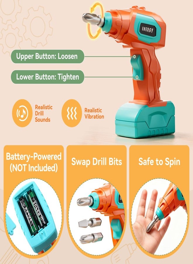 CUTE STONE 158-Piece Kids Tool Set with Toy Drill, STEM Construction Tool Kit with Storage Box, Pretend Play Building Toy, Montessori Educational Gift for Boys and Girls Ages 3-6 - Image 2